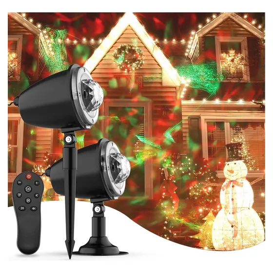 Proyector Luces Navideñas Laser Exterior Con Control Y Base