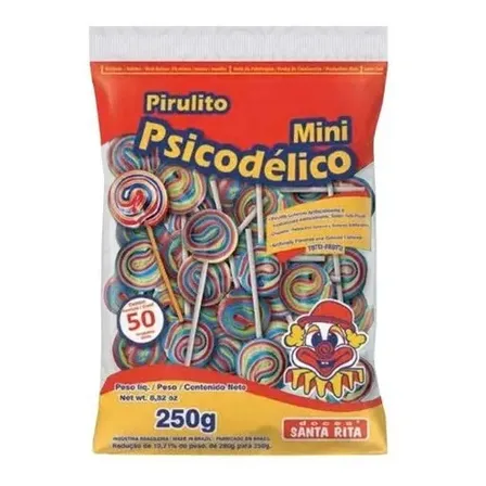 Pirulito Mini Psicodélico Festa Pacote C/50 Santa Rita