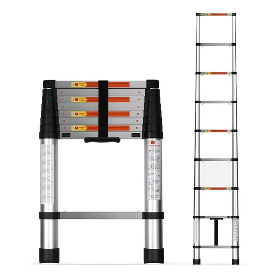 Escalera Telescópica De Aluminio De 8.5 Pies, Sistema De Ext