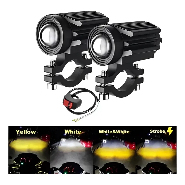 Par De Faros Led Láser Blanco Amarillo Moto