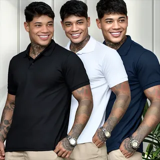 Kit 3 Camisa Polo Masculina Piquet Lisa BĂĄsica ConfortĂĄvel Kit 3 Camisa Polo Masculina Piquet Lisa BĂĄsica ConfortĂĄvel