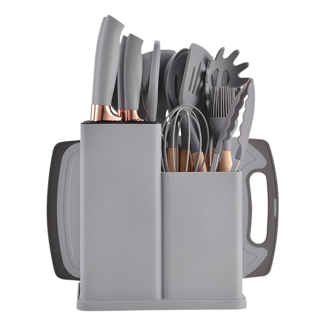 Kit Conjunto 19 Pçs De Utensílios Facas Silicone E Plástico Kit Conjunto 19 Pçs De Utensílios Facas Silicone E Plástico