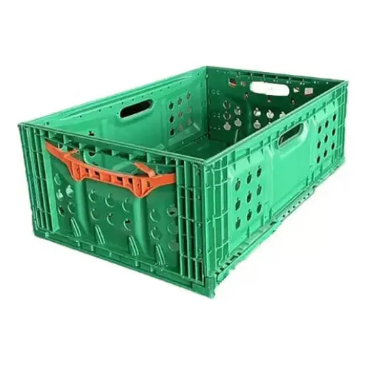 Caja Cosecha Plástica Plegable Y Apilable Verde 57x37x21 Cm