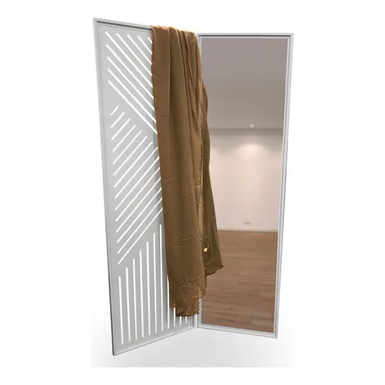 Biombo Metalico Blanco Divisor Ambientes Espejo Tisera Bio-1