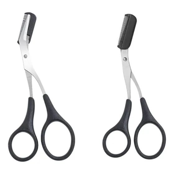 Vipolish 2 Tijeras Negras Para Recortar Cejas Con Peine Cmod