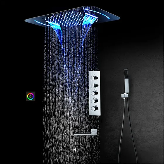 Upbeer Grifo Baño Sistema Panel Ducha Cabezal Lluvia Juego :