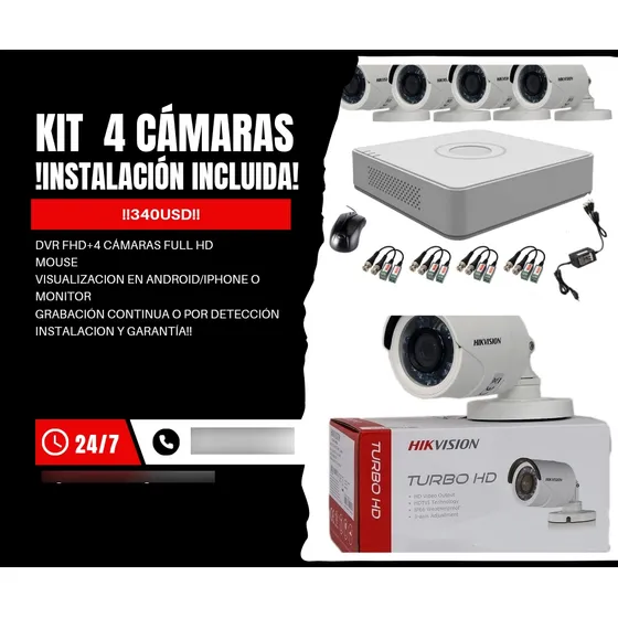 Kit Dvr+4cámaras Seguridad Full Hd! Instalación Incluida!!!