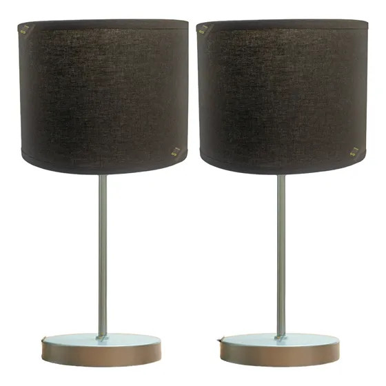 X 2 Veladores Moderno Lampara + Pantalla Mesita Luz Hogar