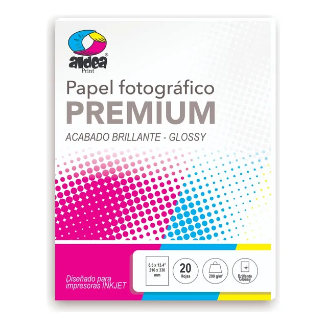 1 Paquete Papel Fotográfico Glossy Oficio 200g 20 Hojas