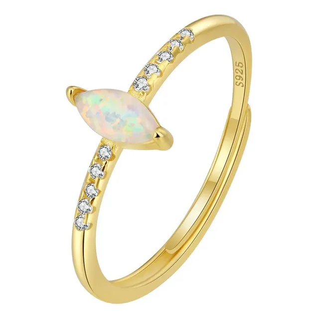 Anillo Serena De Plata 925 Con Baño De Oro Y Ópalo