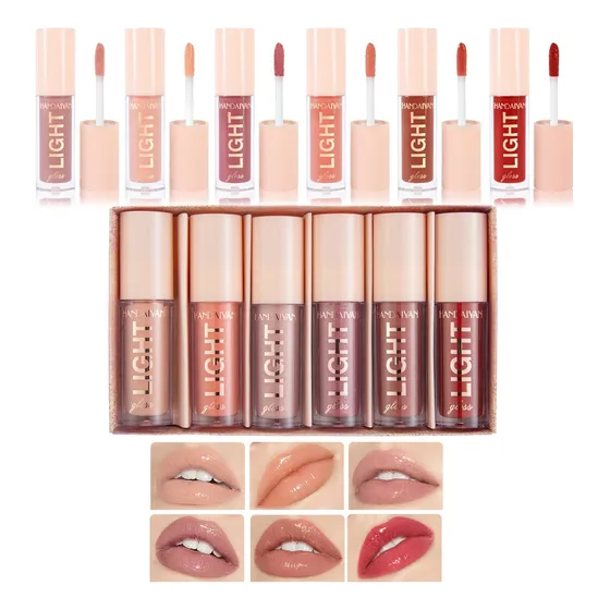 Juego De Brillo De Labios Con Brillo De Agua De 6 Colores