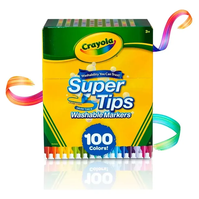 Super Tips Crayola 100 Plumones Marcadores Delgados Lavables