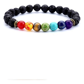 Pulseira 7 Chakras Pedra Lava Vulcânica Difusor De Aromas Pulseira 7 Chakras Pedra Lava Vulcânica Difusor De Aromas