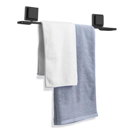 Suporte Porta Toalha De Banho Banheiro Sem Furo 3m Preto Arthi
