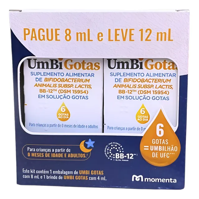 Umbi Gotas 8ml Momenta Cólica De Bebe Criança + 4ml Grátis