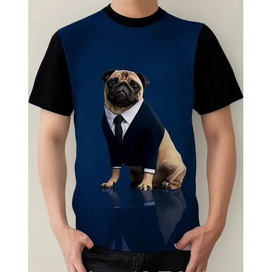 Camisa Camiseta Pug Terno Animal Cachorro Cão#