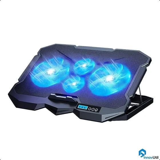 Suporte Coolcold Gamer Notebook Base Refrigerada Com 4 Coolers Fans Ventoinhas Potentes Mesa Projeta