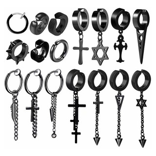 17piezas Aretes Hombre Falsos Piercing Estilo Punk Colgantes 17piezas Aretes Hombre Falsos Piercing Estilo Punk Colgantes