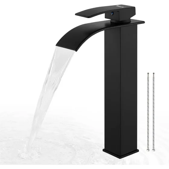 Grifo Mezclador Monomando Para Lavabo De Baño Negro Alargado