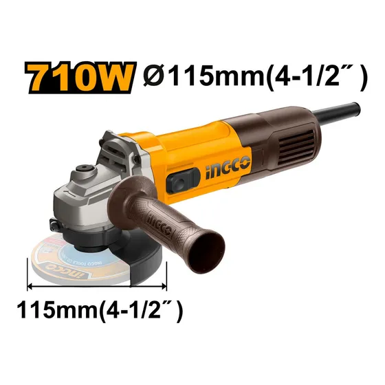 Amoladora Angular Ingco 4.5 115mm 710w 12000rpm M14 C/cable Color Naranja