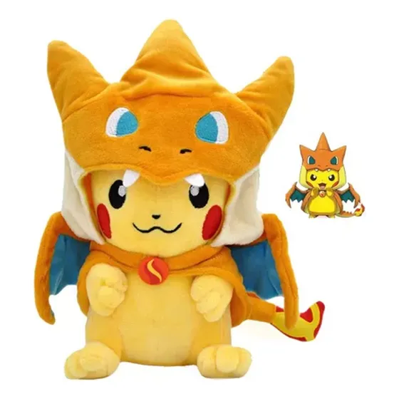Pelúcia Pokémon Pikachu Cosplay Mega Charizard Y 23cm Juguetes De Peluche