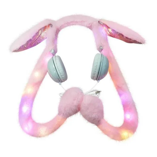 Auriculares Con Luces Y Se Levantan Las Orejas Moviles Color Blanco