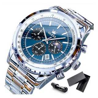 Reloj Business De Cuarzo Con Fase Lunar Y Tres Ojos Reloj Business De Cuarzo Con Fase Lunar Y Tres Ojos