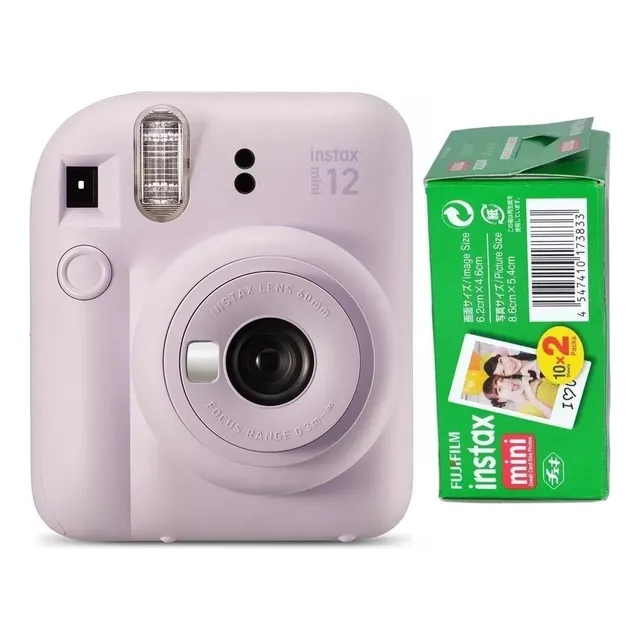 Cámara instantánea Fujifilm Instax Mini 12 con 20 fotos en color lila