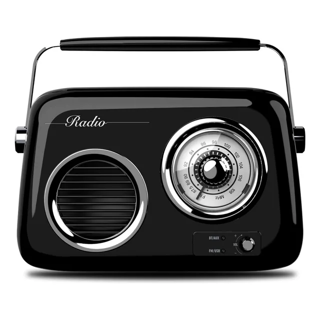 Radio Retro Portátil Vintage Bluetooth Recargable Select Sound Modelo Klaxon Radio Fm Tws Color Negro 5w BT1010