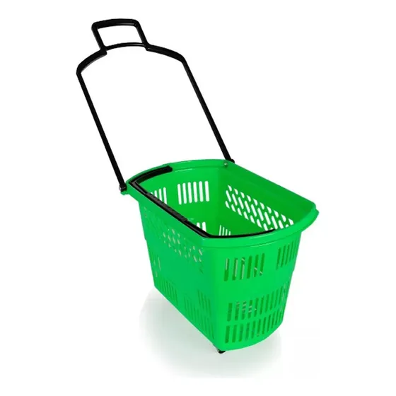 Cesta Carrito Compra Plastico 4 Ruedas Supermercado