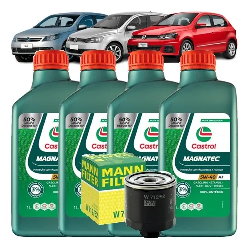 Kit Troca De Óleo 5w40 Castrol Gol G5 G6 G7 1.0 8v E 1.6 8v
