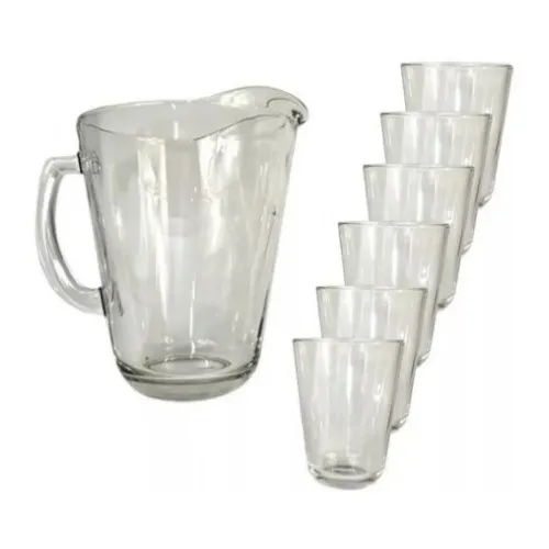 Juego De Jarra Y Vasos 7pz Vidrio Resistente 1.7l