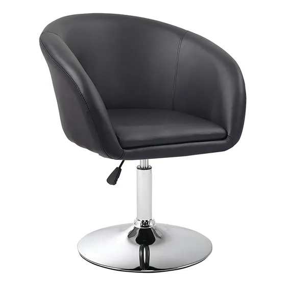 Silla Taburete Butaca En Cuero Lumax Modelo Stella - Negro Acabado De La Estructura Cromado