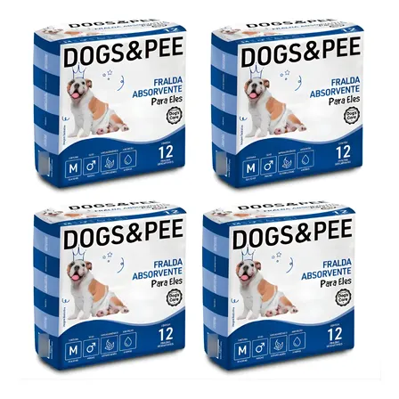 Fralda Descartável Higiênica Pet Cães Dogs Care Macho 48un M Branco M