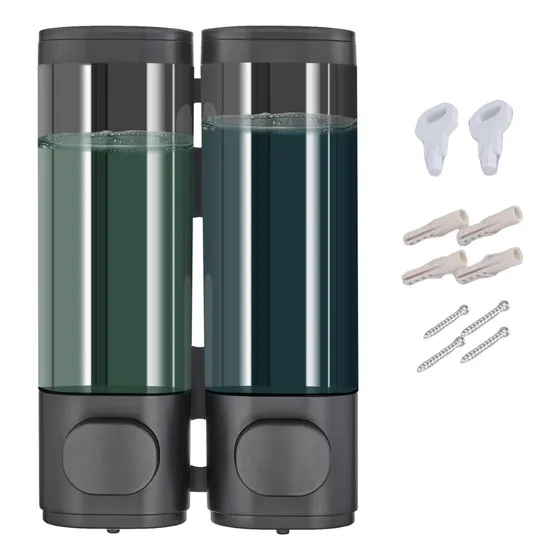 Dispenser Doble Jabón Líquido Baño Soporte De Pared Adhesivo