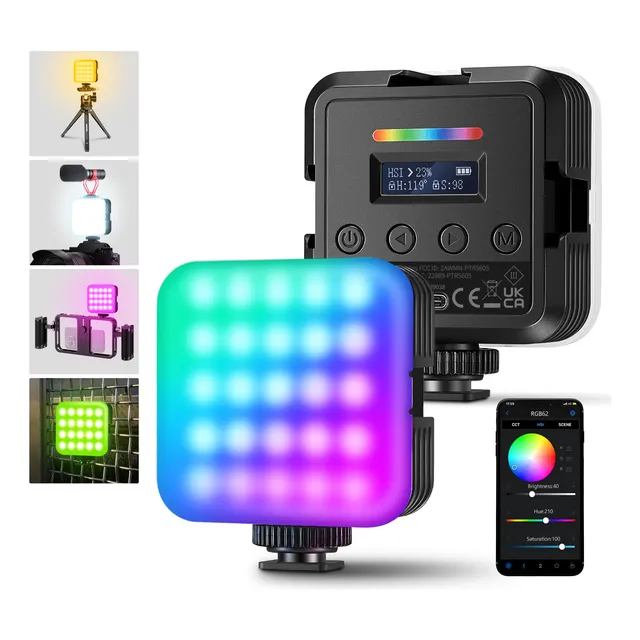 Neewer Magnético Rgb Vídeo Luz Selfie Con App Control, Rgb62