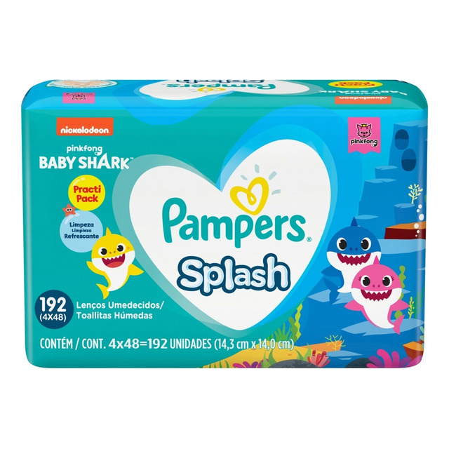 Pack De Lenços Umedecidos Baby Shark Splash Com 4 Pacotes De 48 Unidades Cada Pampers Pack De Lenços Umedecidos Baby Shark Splash Com 4 Pacotes De 48 Unidades Cada Pampers