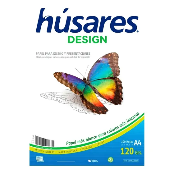 Resma Husares 7880 Desing A4 120grs X 100 Hojas Color Blanco