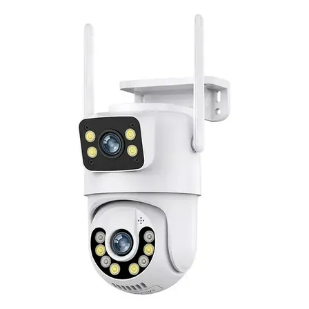 Câmera Lentes Dupla Prova D'água Ip Wifi Externa Branca A28 Jortan Branco Branco