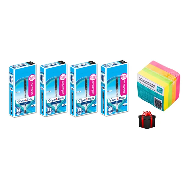 Pack 24 Boligrafos Tinta De Gel Paper Mate Negro +obsequio