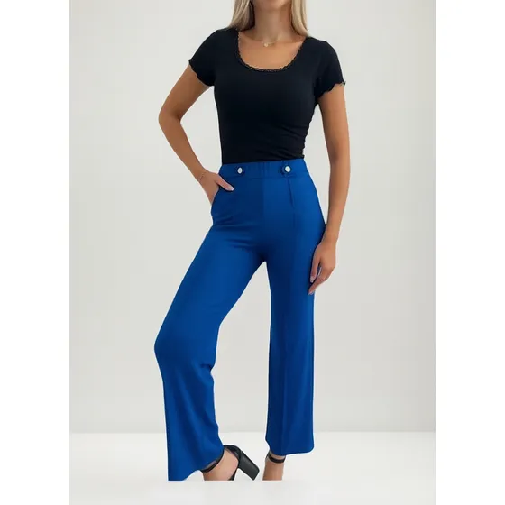 Pantalón Palazzo Con Delicado Detalle Botones En La Cintura