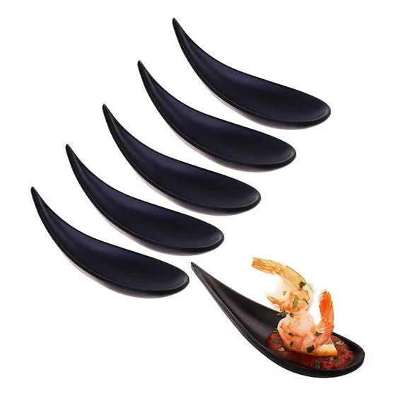 Kloud City 6 Taza Melamina Plato Negro Tear Drop Para Postre