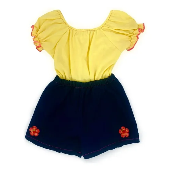 Conjunto Niña Short Y Blusa - Vestido Niña Amarillo Y Jean