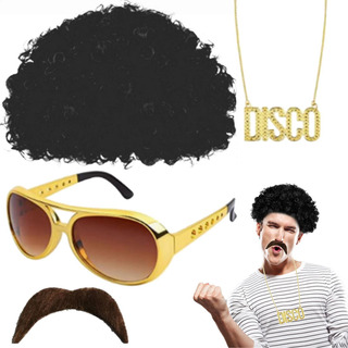 Peluca De Los 70 Peluca Hippie Con Gafas De Lujo Bigote Coll Peluca De Los 70 Peluca Hippie Con Gafas De Lujo Bigote Coll