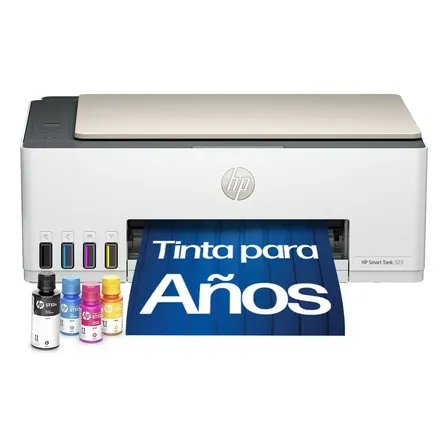 Impresora Multifuncional HP Smart Tank 523 Sistema Continuo, Color, USB, Imprime, Copia y Escanea