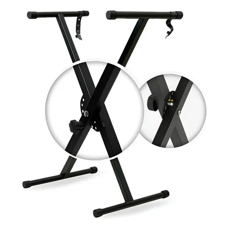Suporte 1 X Para Teclado Musical Estante Pedestal 7 Níveis Preto
