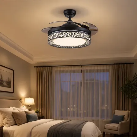 Luminária Com Ventilador E Luz Ajustável Em Três Cores 110v - 220v Preto