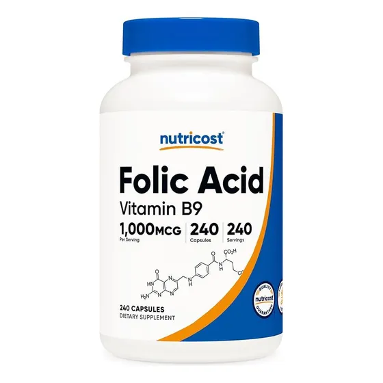 Ácido Fólico (vitamina B9) 1000 Mcg 240 Cápsulas Nutricost