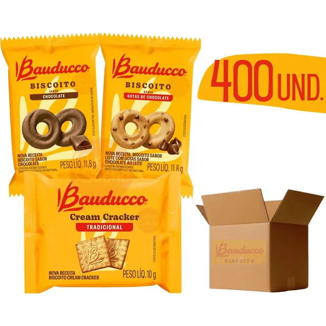 Kit Biscoito Bolacha Sache Bauducco Sabores Sortidos 400un