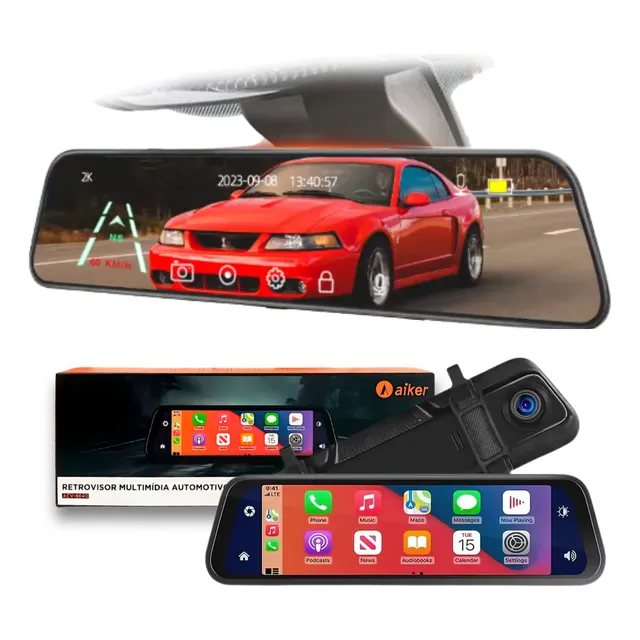 Retrovisor Multimídia Espelhamento Android Ios Fiesta